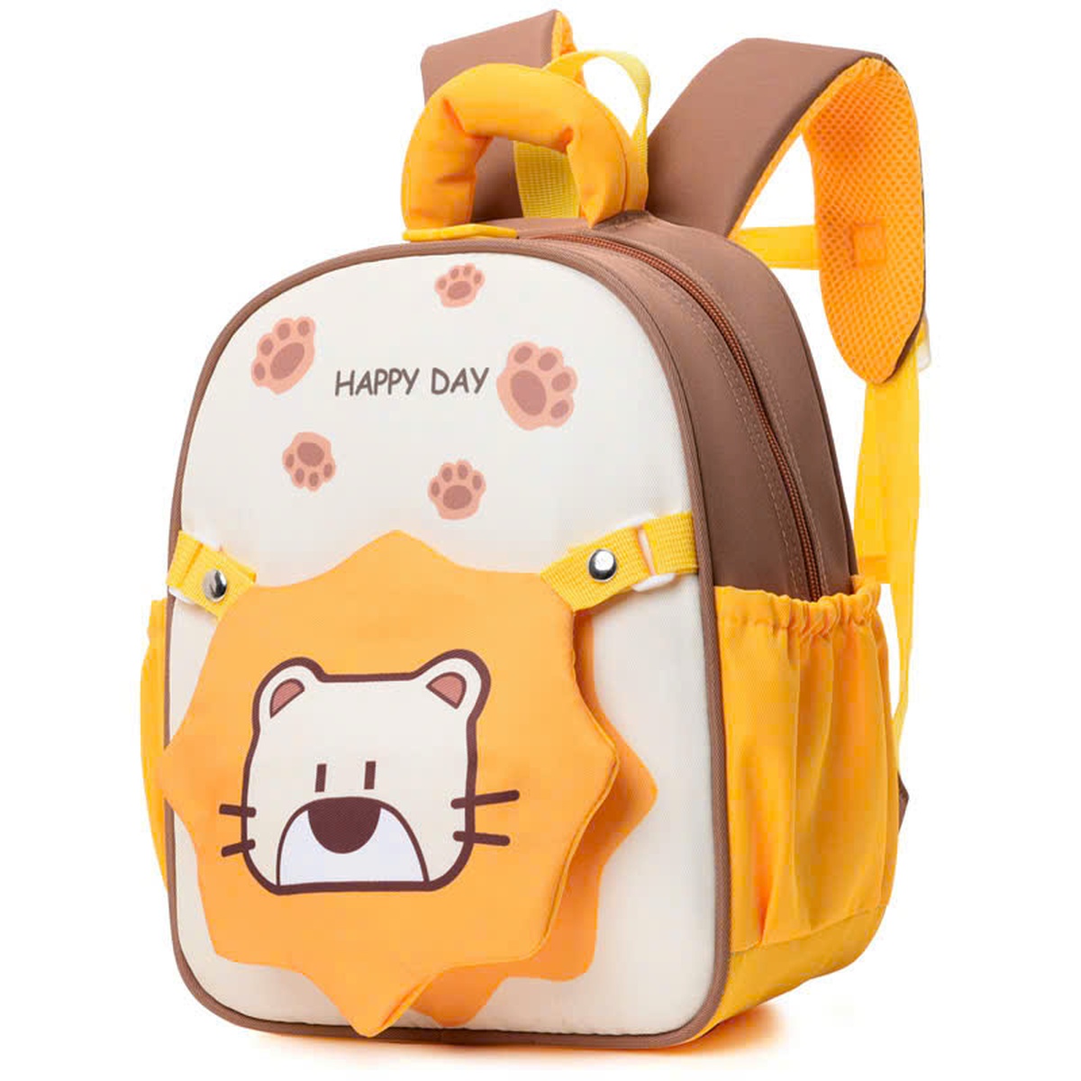 Balo trẻ em Mamago sư tử mặt vuông Happy (Vàng) - mặt trái