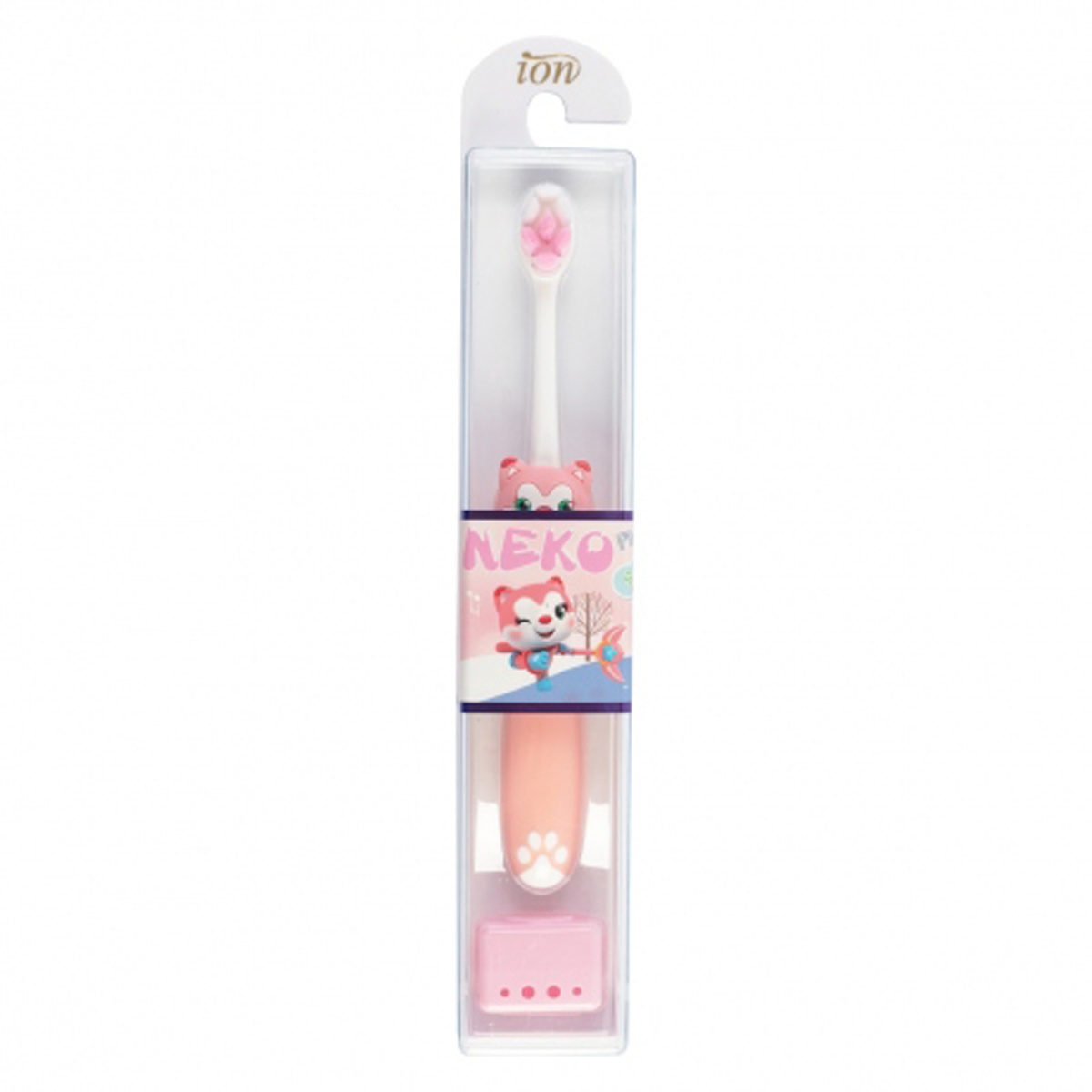 Bàn chải đánh răng cho bé Ion-Neko Plus 2-8Y - mặt trái