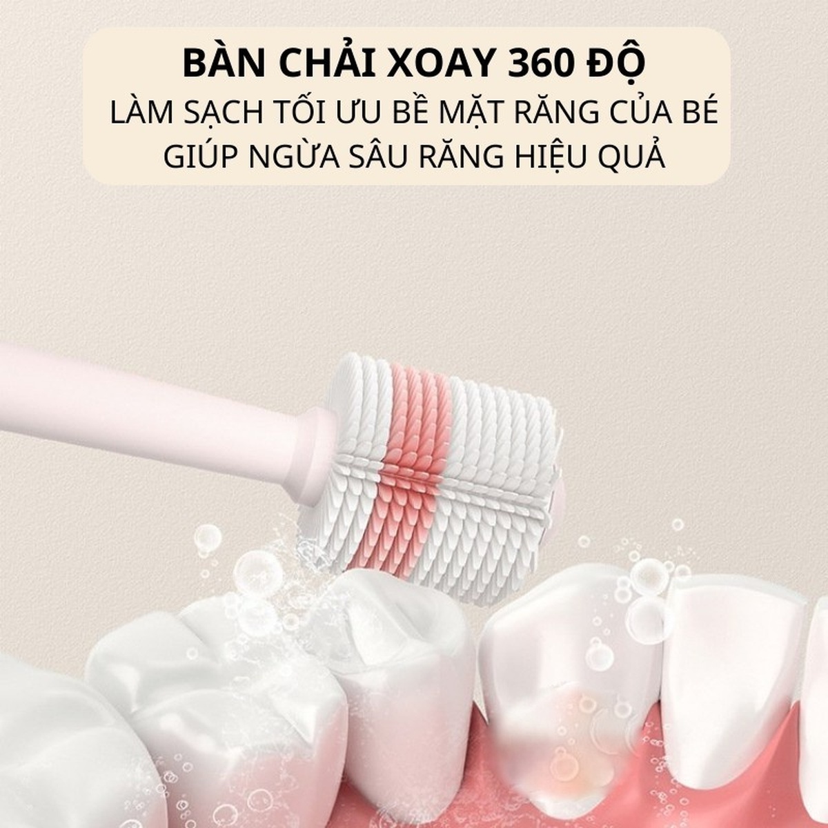 Bàn chải đánh răng Duola Duobu xoay 360 độ siêu mềm cho bé từ 18 tháng tuổi (Màu ngẫu nhiên) - mặt phải