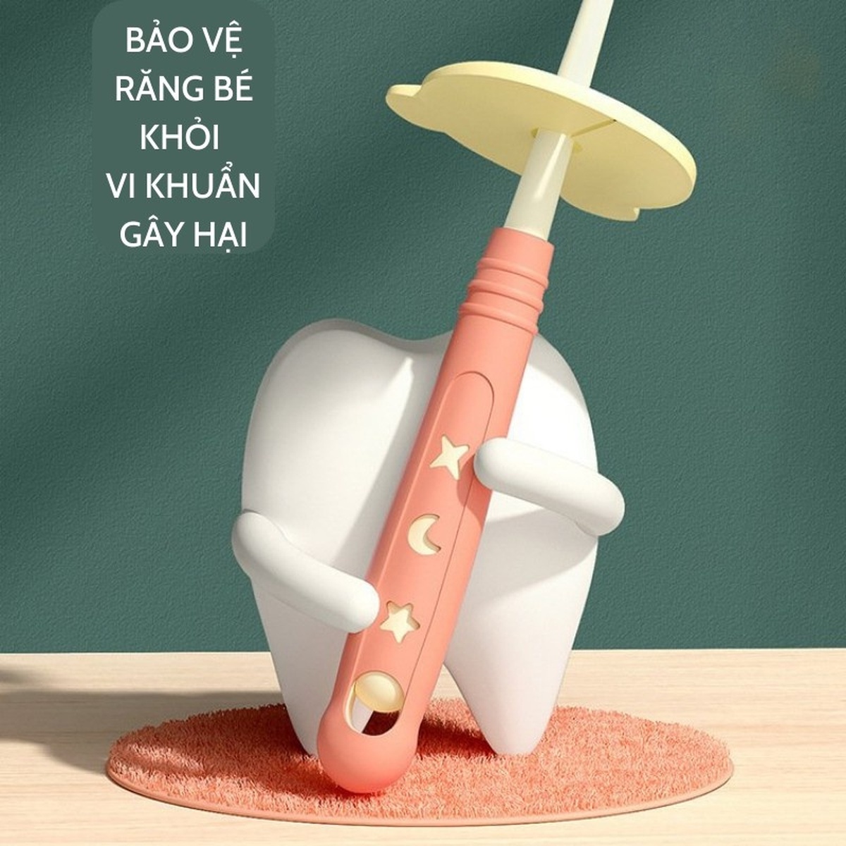 Bàn chải đánh răng Duola Duobu xoay 360 độ siêu mềm cho bé từ 18 tháng tuổi (Màu ngẫu nhiên) - góc nghiêng
