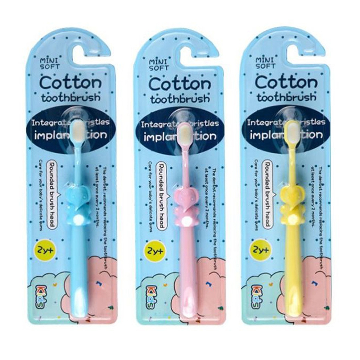 Bàn chải đánh răng siêu mềm Cotton dành cho bé 2Y+ (Màu ngẫu nhiên) - mặt sau