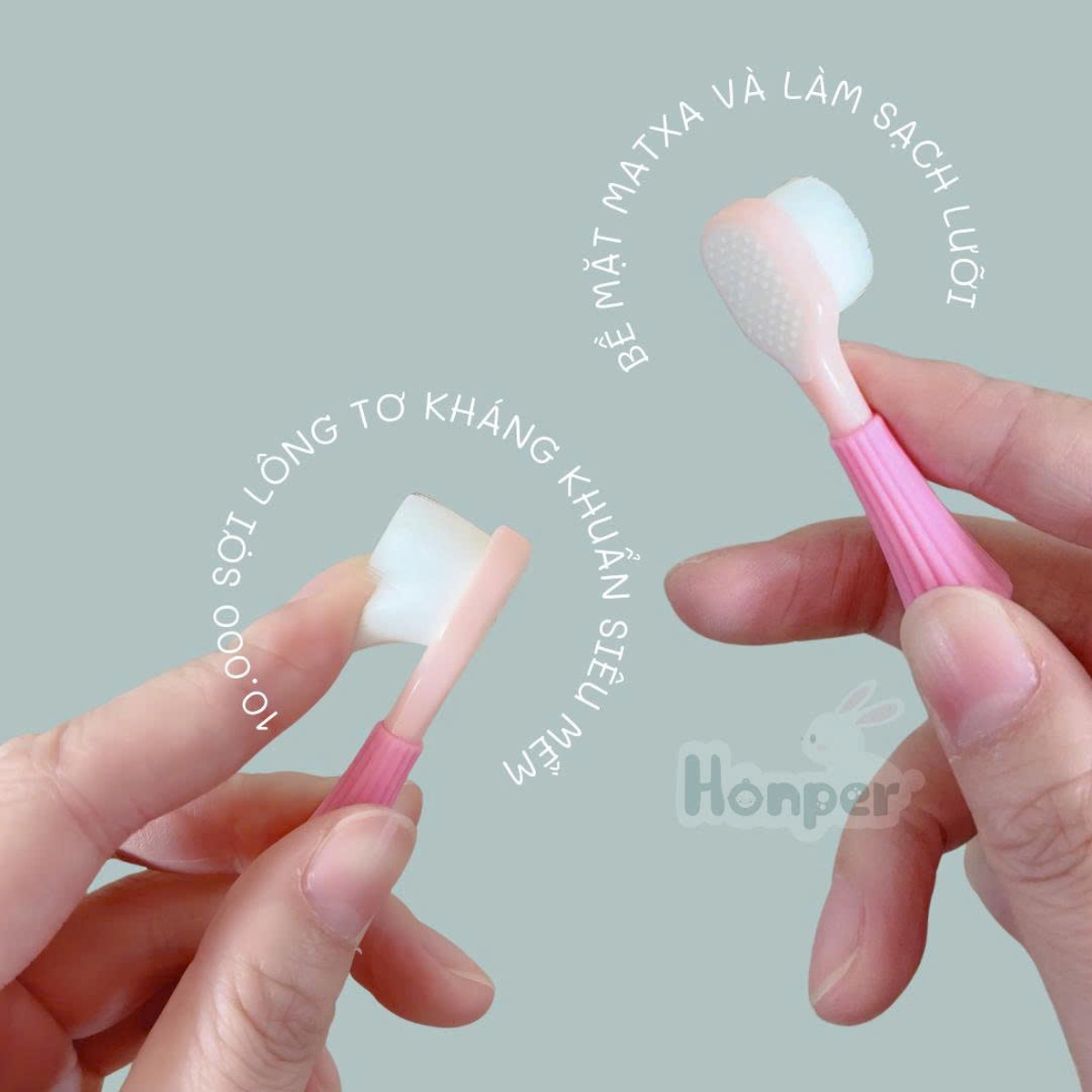 Bàn chải đánh răng cho bé Honper Bunny HP248 6M+ (Màu ngẫu nhiên) - mặt phải