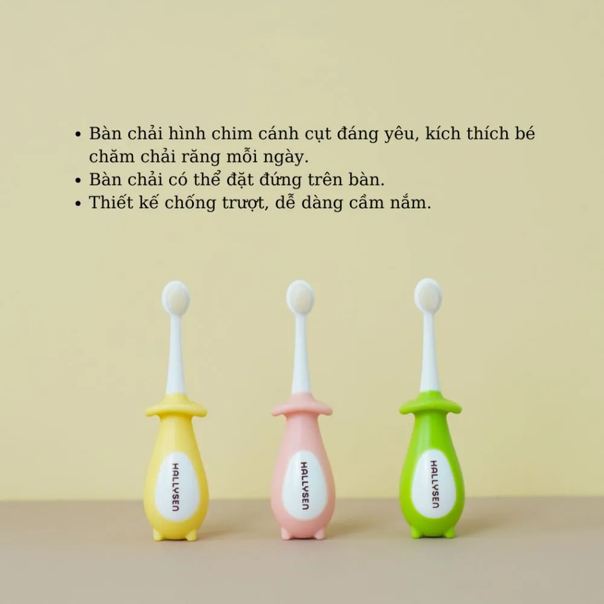 Bàn chải đánh răng lông tơ Hallysen cho bé 6M+ (Màu ngẫu nhiên) - mặt sau