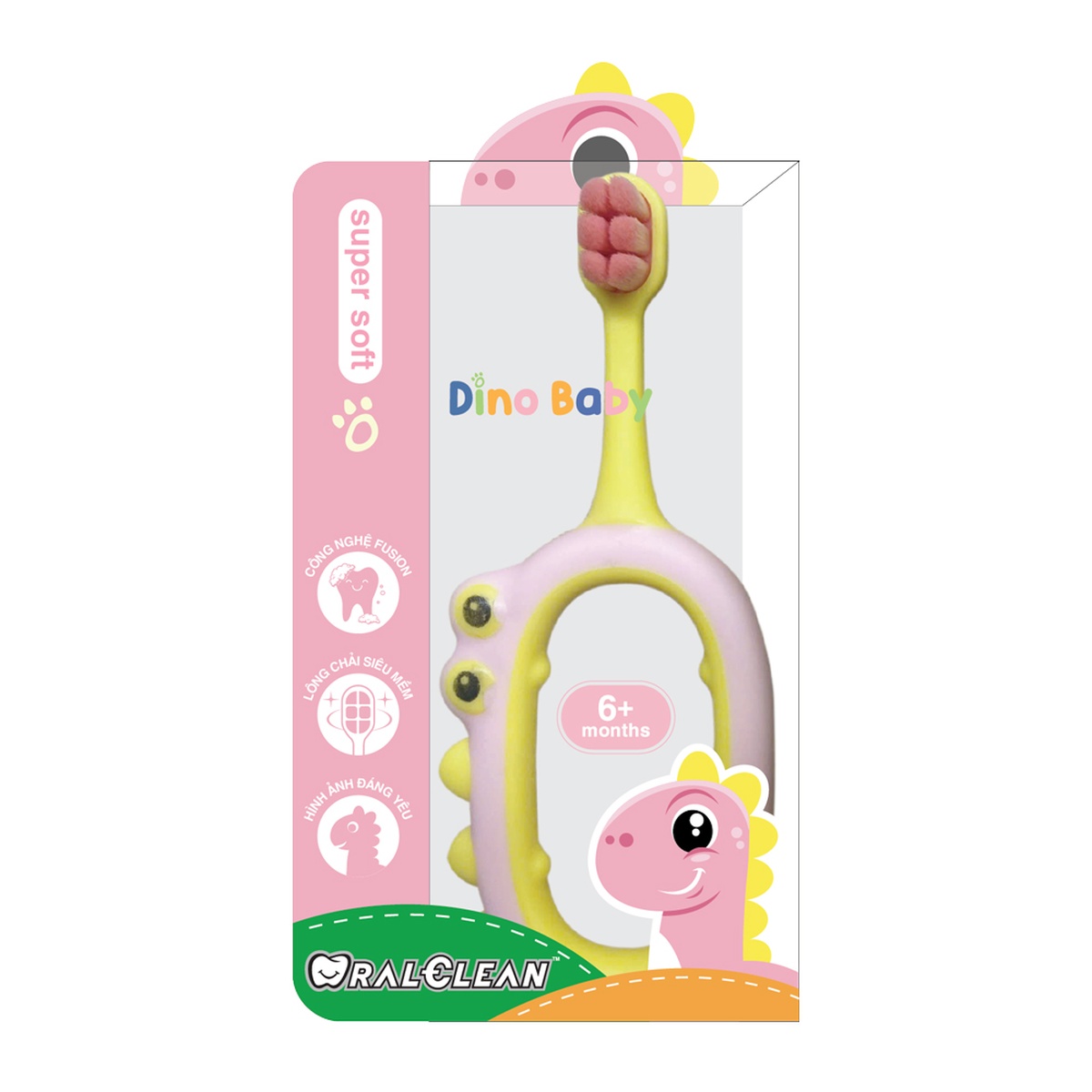 Bàn chải đánh răng OralClean Dino Baby Soft 6M+ (Màu ngẫu nhiên) - mặt trái