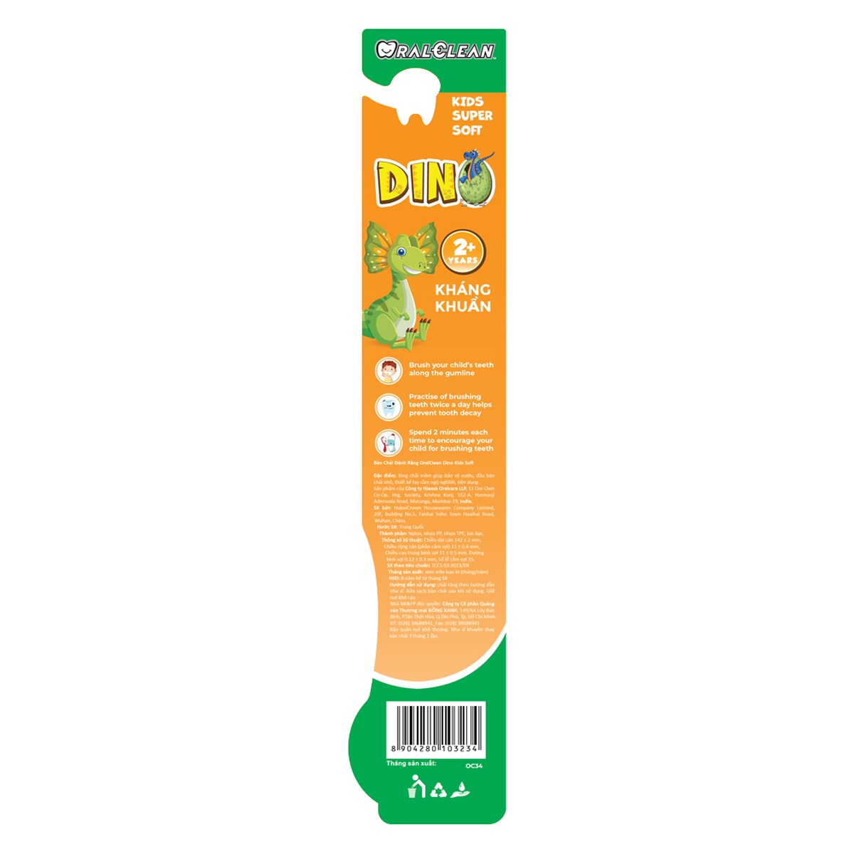 Bàn chải đánh răng OralClean Dino Kids Soft 2Y+ (Màu ngẫu nhiên) - hình 8
