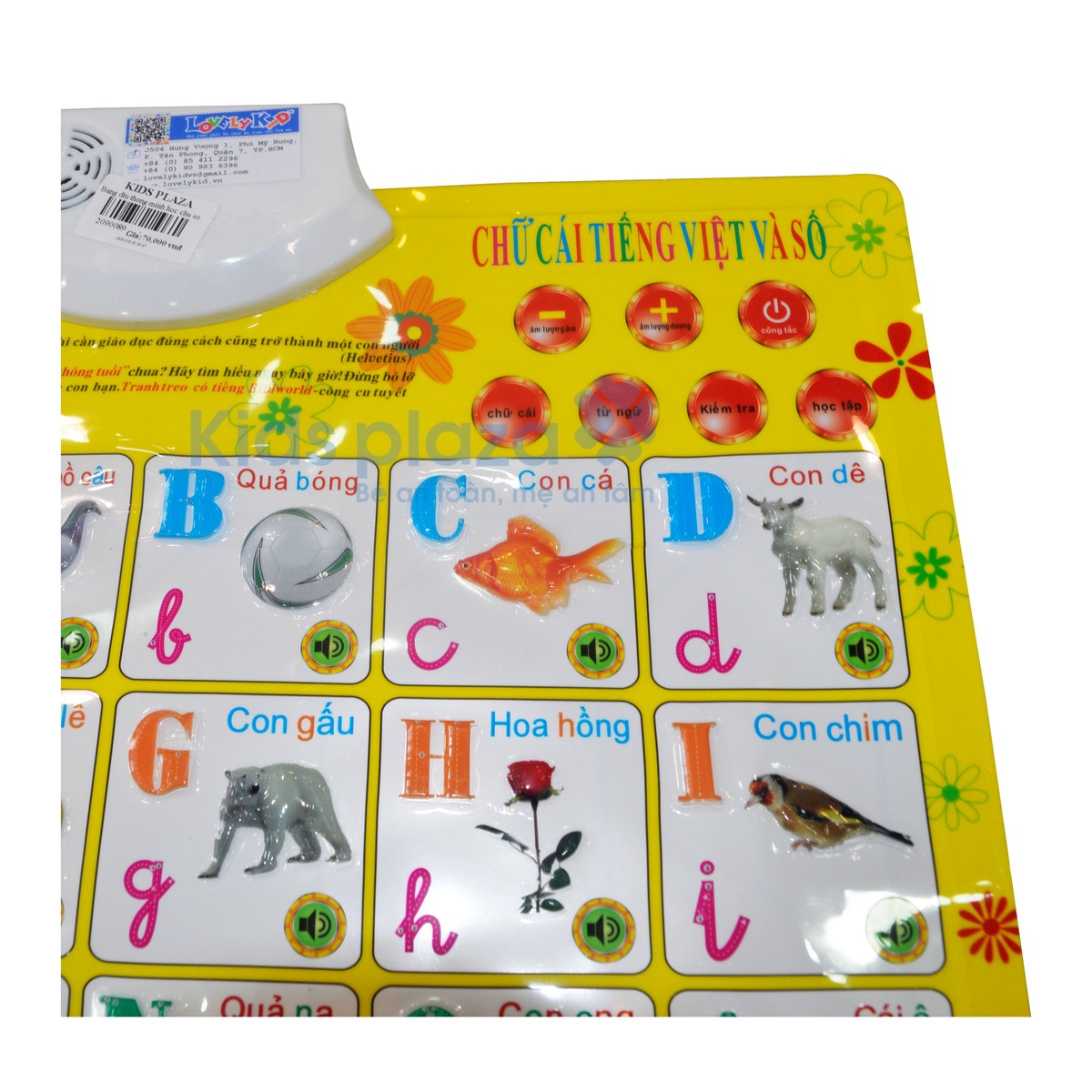 Bảng điện tử thông mình học chữ số - mặt sau