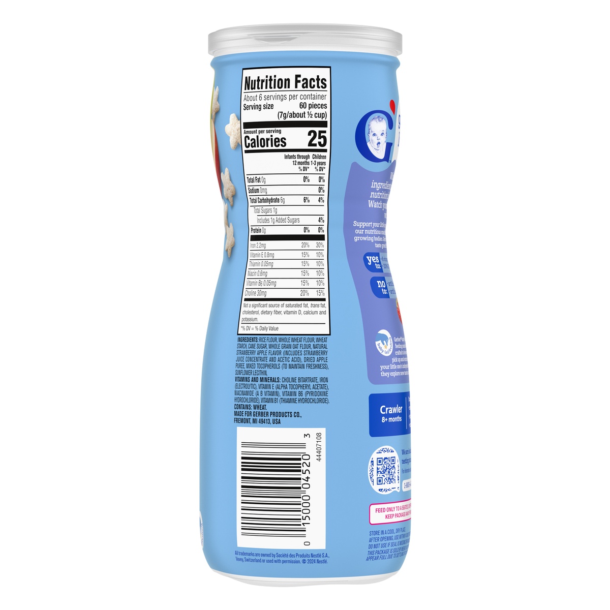 Bánh ăn dặm Gerber ngôi sao vị dâu táo 42g cho bé 8M+ - mặt sau