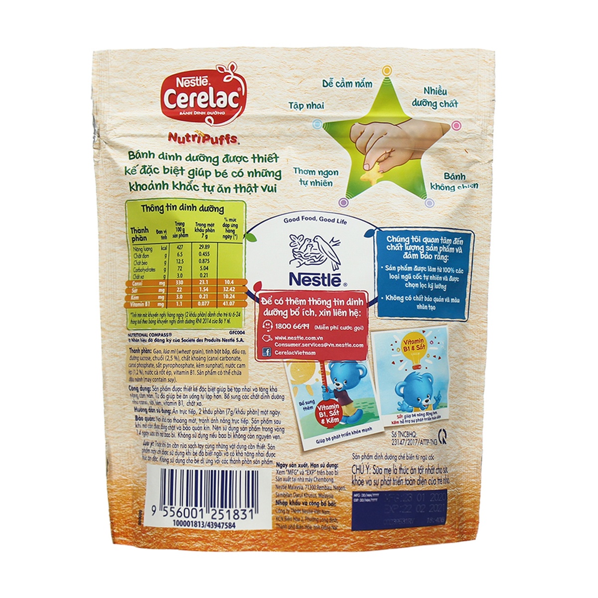 Bánh ăn dặm Nestle  dạng viên vị chuối cam cho bé 8M+ - mặt phải