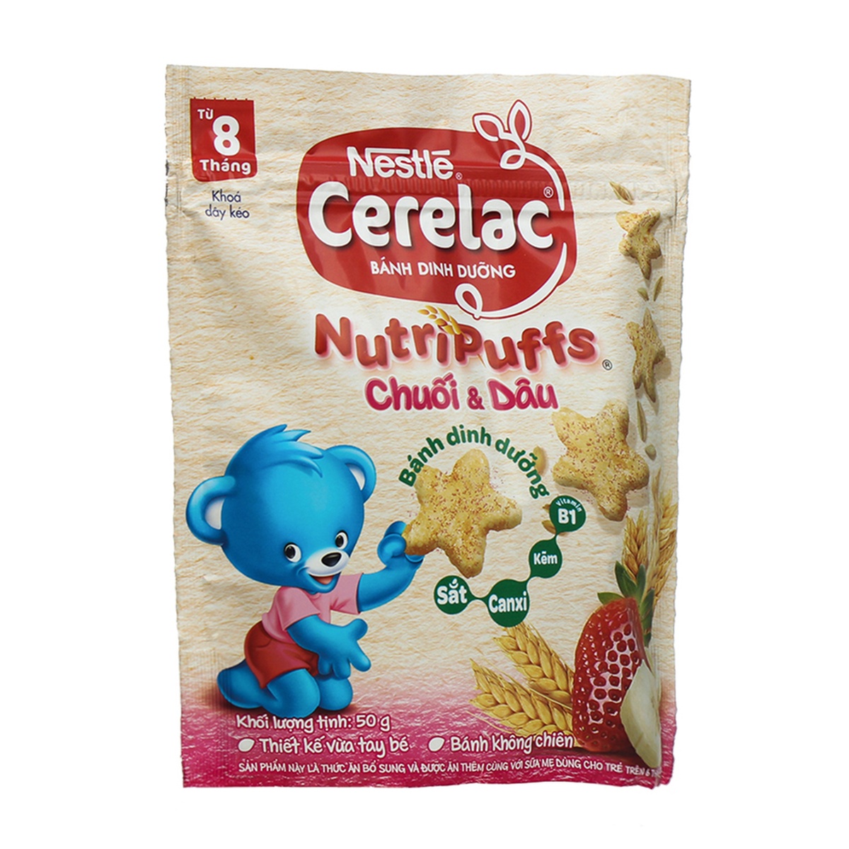 Bánh ăn dặm Nestle vị dâu chuối 50g cho bé 8M+ - mặt phải