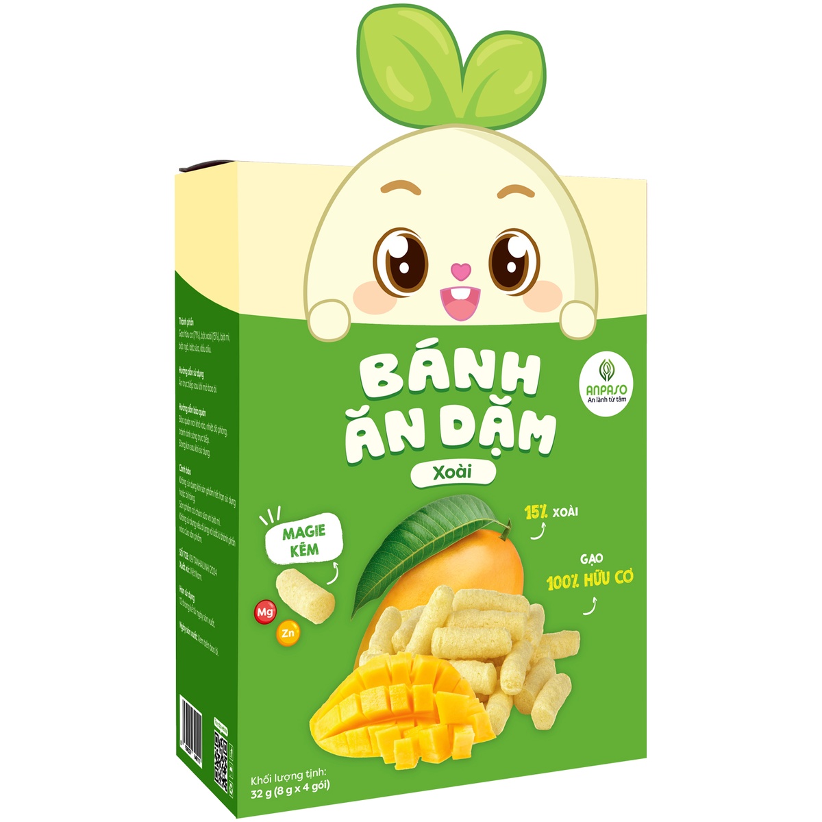 Bánh ăn dặm vị xoài Anpaso 32g - mặt trái