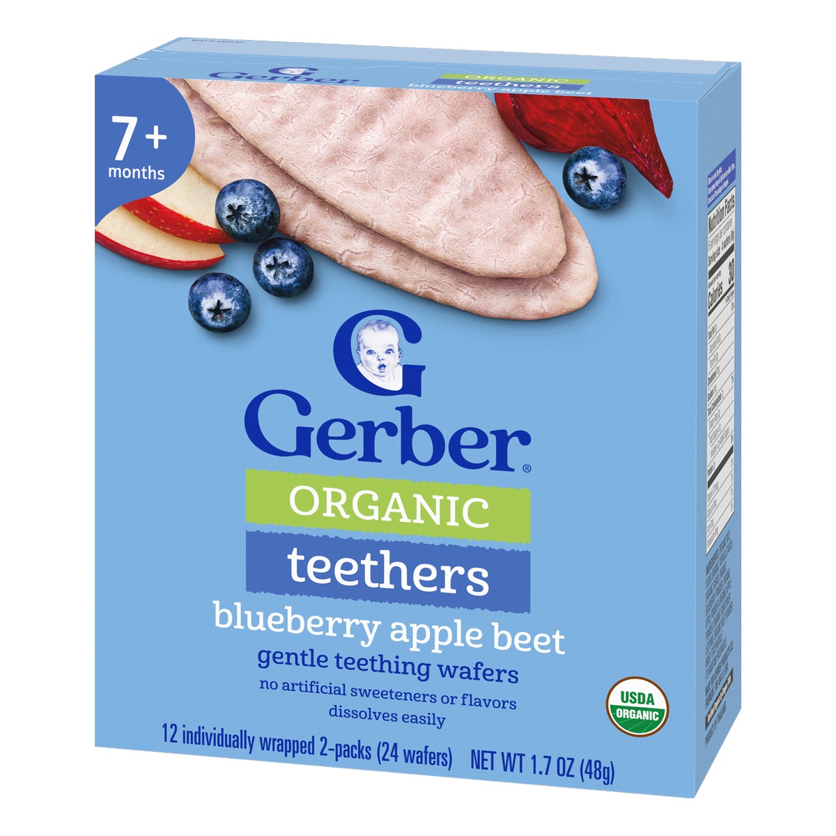 Bánh gạo ăn dặm Gerber Organic vị việt quất, táo, củ cải đỏ 48g - mặt phải