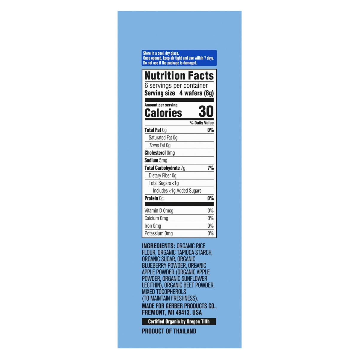 Bánh gạo ăn dặm Gerber Organic vị việt quất, táo, củ cải đỏ 48g - góc nghiêng
