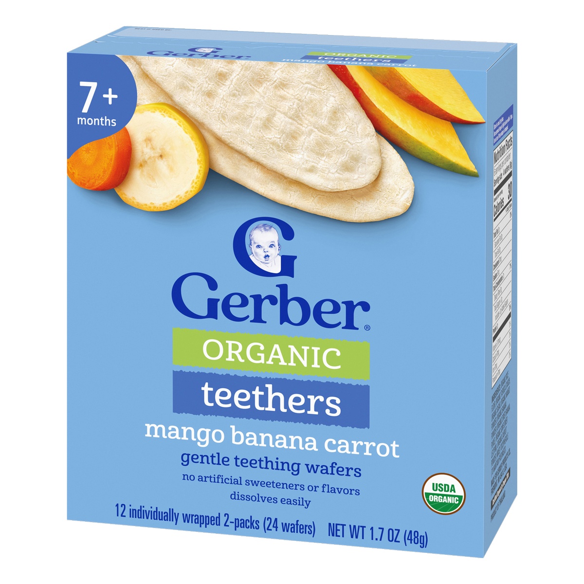 Bánh gạo ăn dặm Gerber Organic vị xoài, chuối, carot 48g - mặt phải