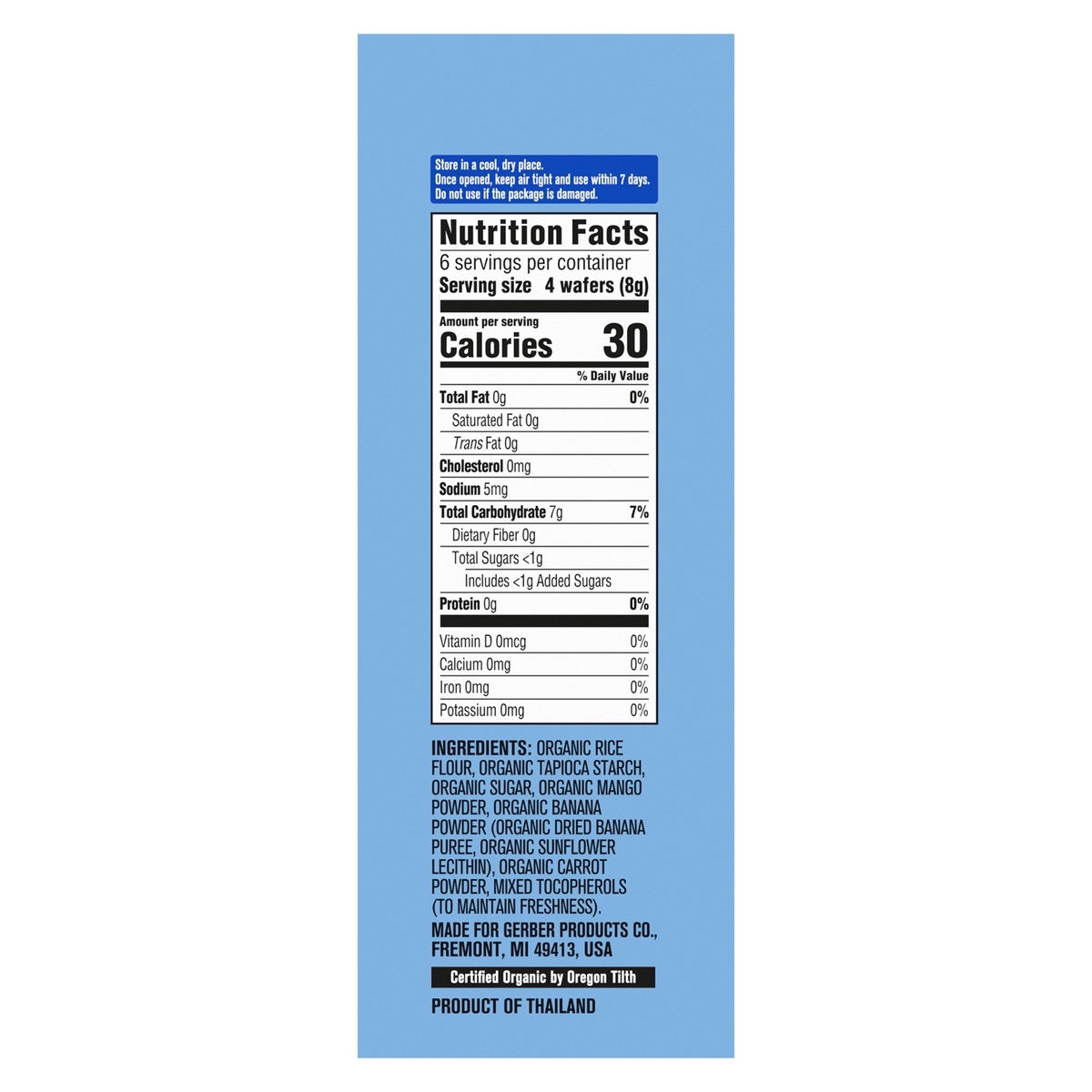 Bánh gạo ăn dặm Gerber Organic vị xoài, chuối, carot 48g - góc nghiêng