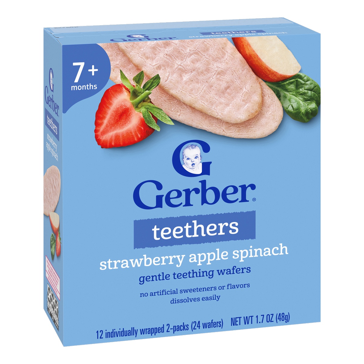 Bánh gạo ăn dặm Gerber vị dâu táo, cải bó xôi 48g - mặt trái