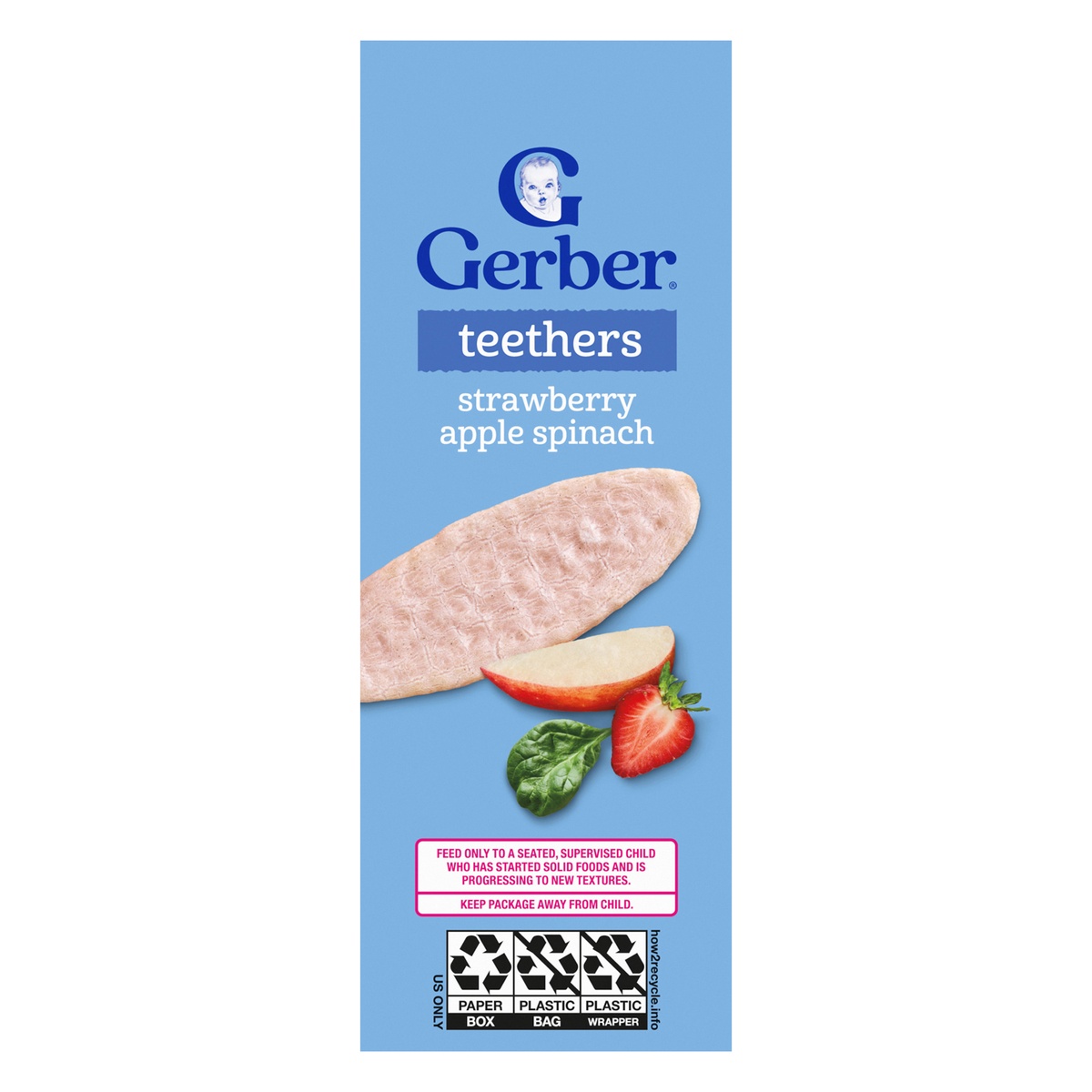 Bánh gạo ăn dặm Gerber vị dâu táo, cải bó xôi 48g - mặt sau