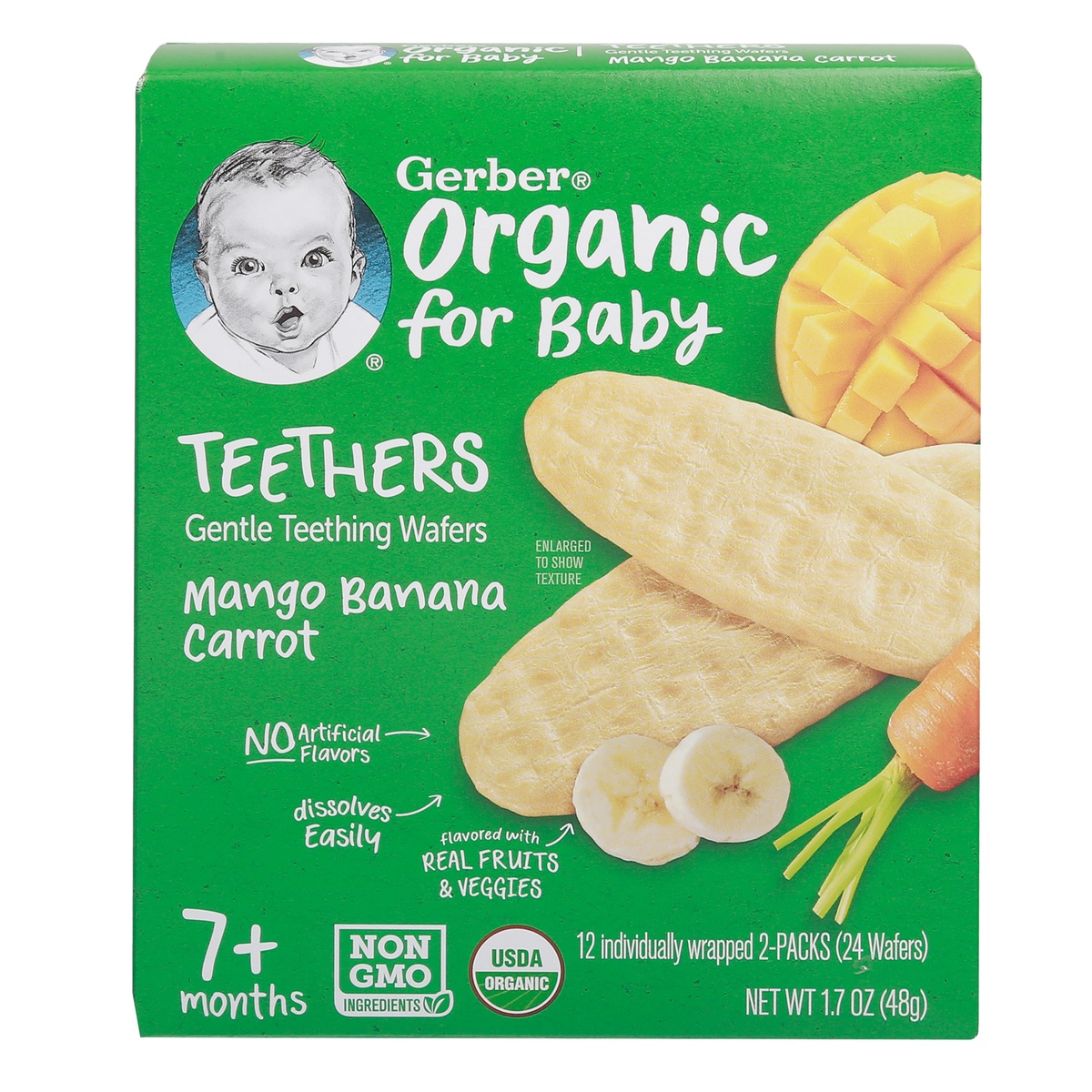 Bánh gạo ăn dặm Gerber Organic vị xoài, chuối, carot 48g - hình 6