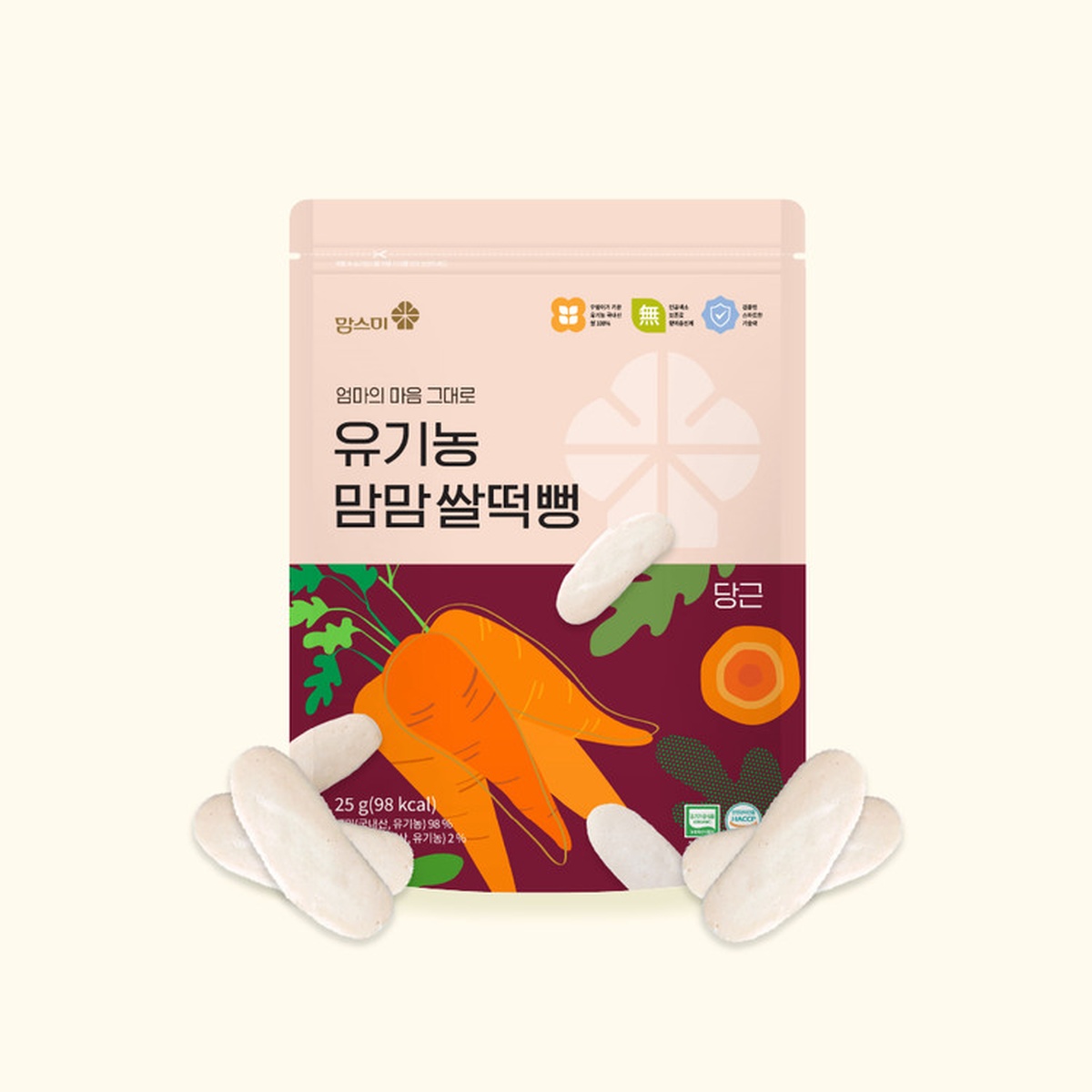 Bánh gạo hữu cơ thanh dẹt Mom's Mi vị cà rốt 25g (6M+) - mặt trái