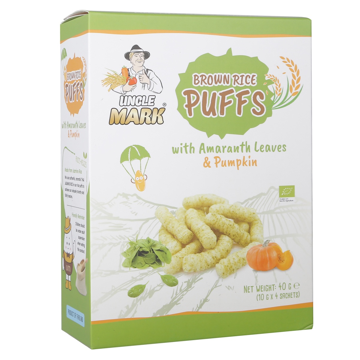 Bánh gạo lứt hữu cơ Uncle Mark vị lá rau dền và bí ngô - mặt trái