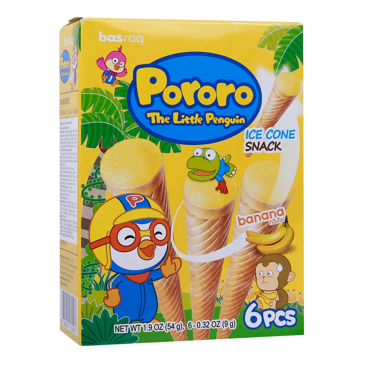 Bánh kem ốc quế Pororo vị chuối 54g - mặt trái