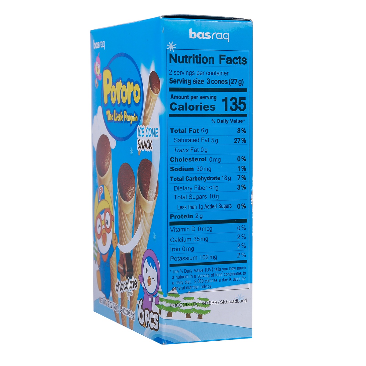 Bánh kem ốc quế Pororo vị socola 54g - mặt phải