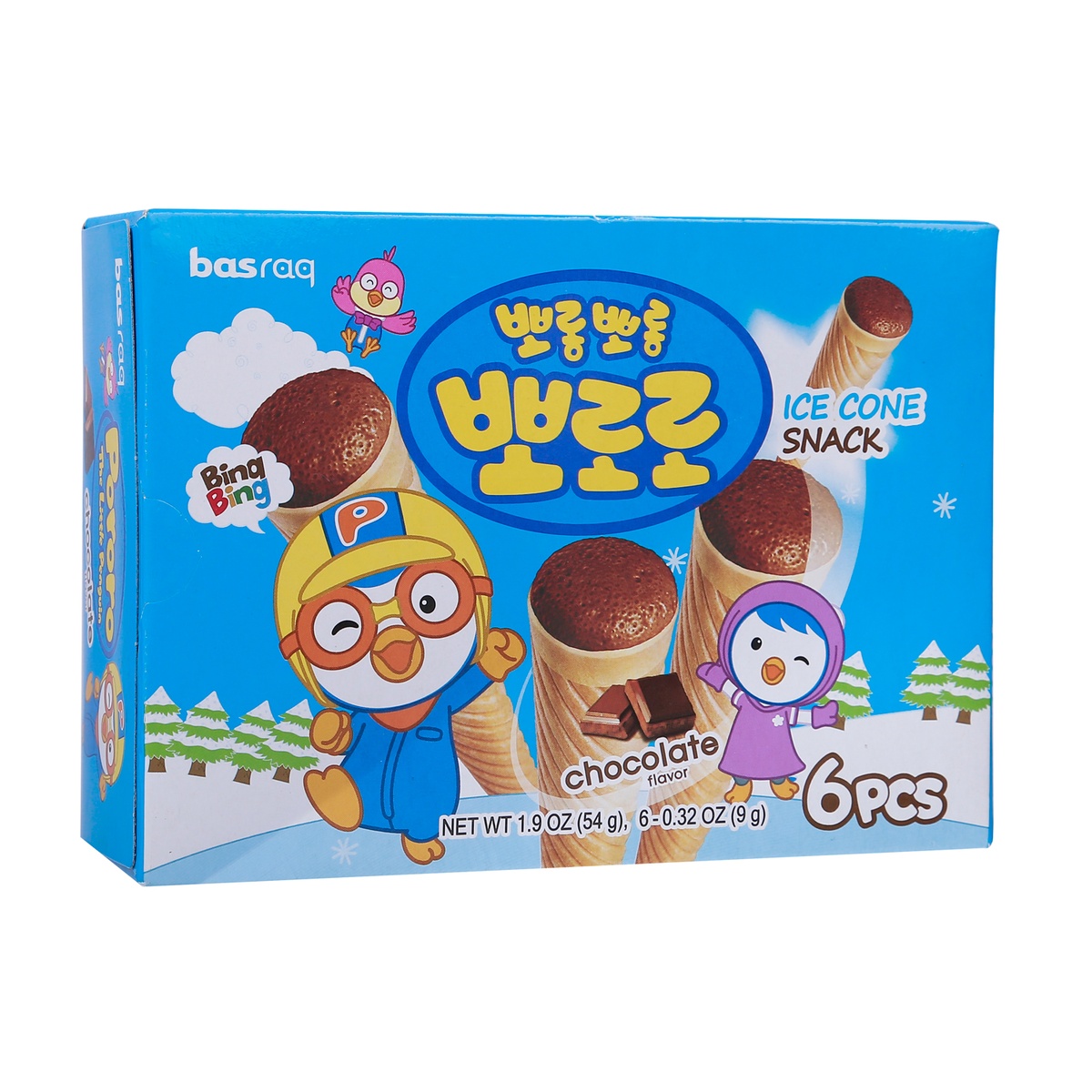 Bánh kem ốc quế Pororo vị socola 54g - mặt sau