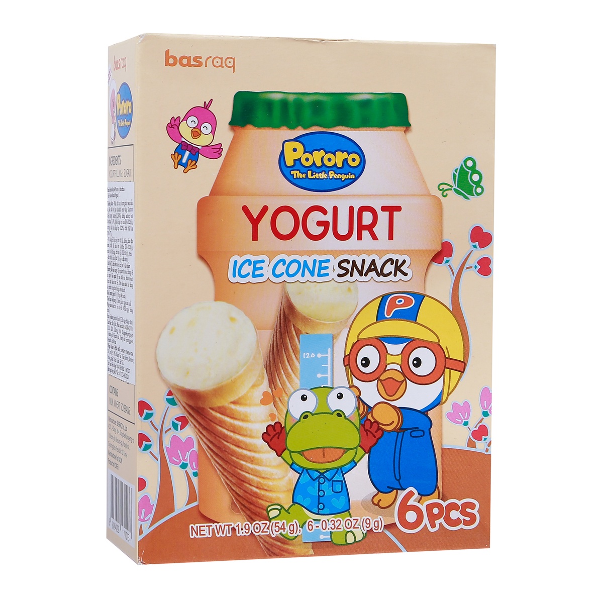 Bánh kem ốc quế Pororo vị sữa chua 54g - mặt trái
