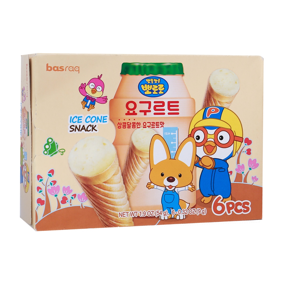 Bánh kem ốc quế Pororo vị sữa chua 54g - mặt sau