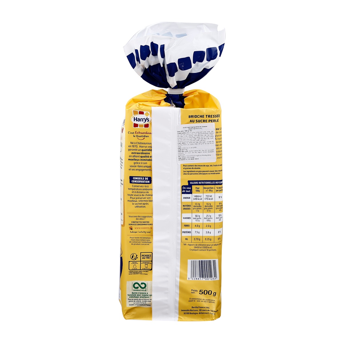 Bánh mỳ hoa cúc Pháp Harrys Brioche 515g cho bé 1Y+ - mặt trái