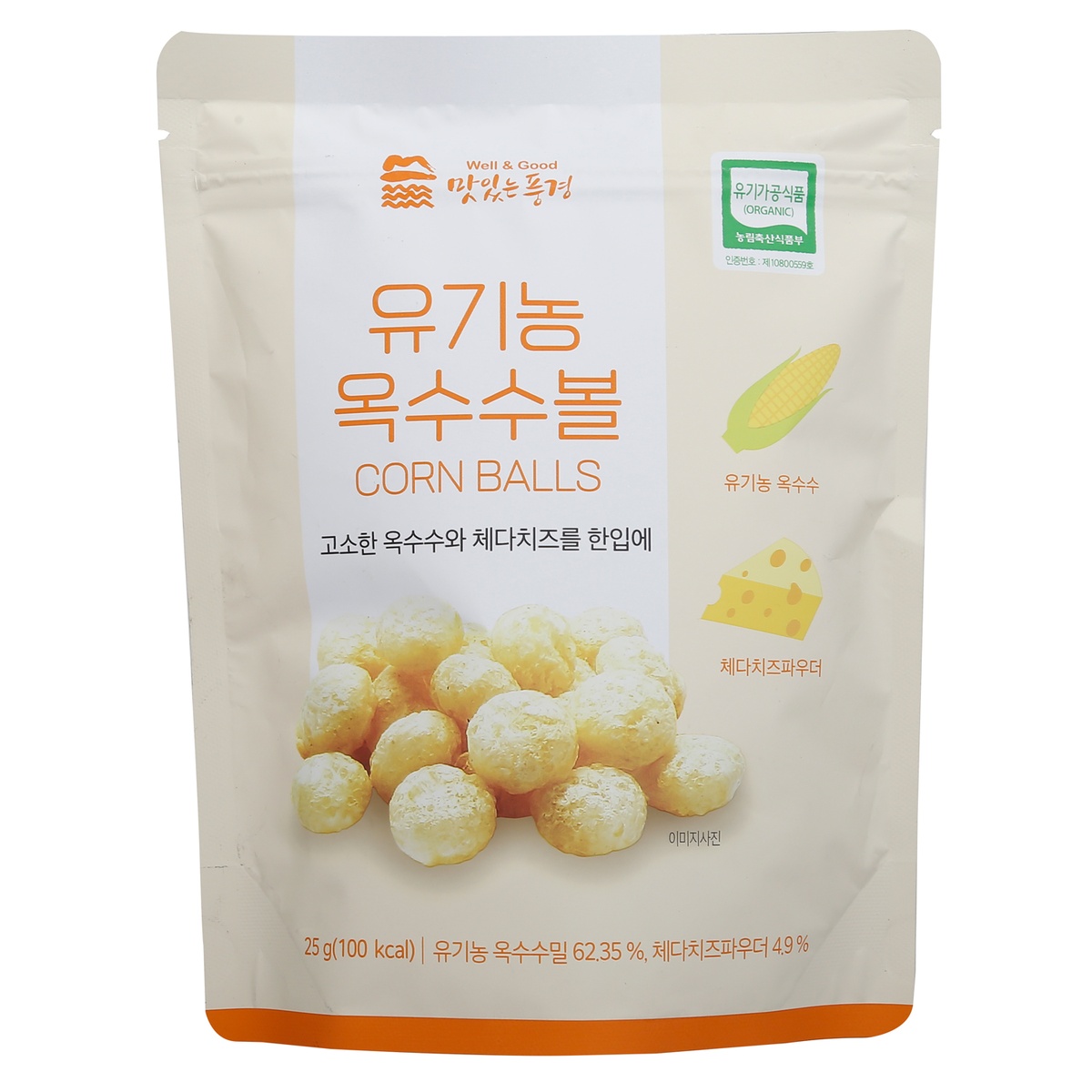 Bánh ngô, gạo lứt hữu cơ Well&Good vị phô mai 25g