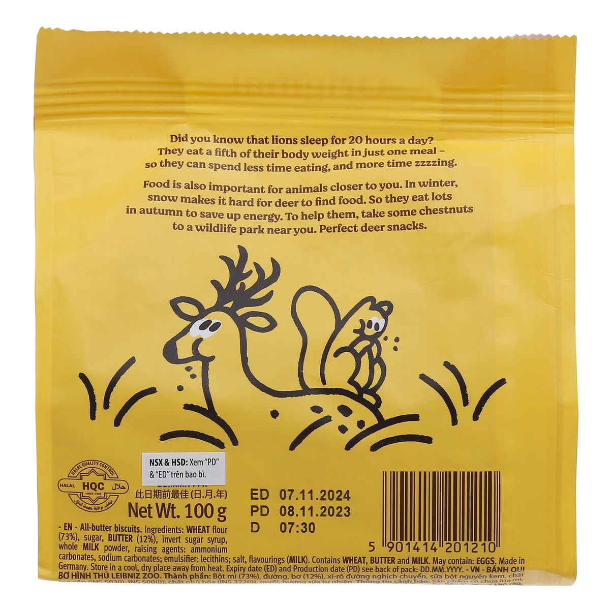 Bánh quy Bahlsen Zoo Original Butter Biscuits 100gr  - mặt trái