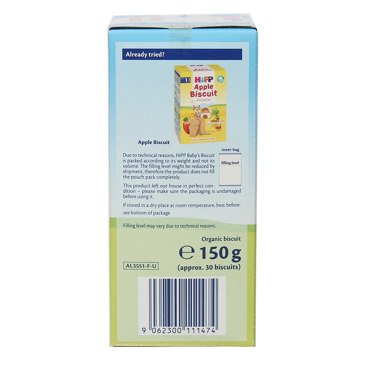 Bánh quy HiPP Biscuits dạng thanh 150g cho bé 6M+ - mặt sau