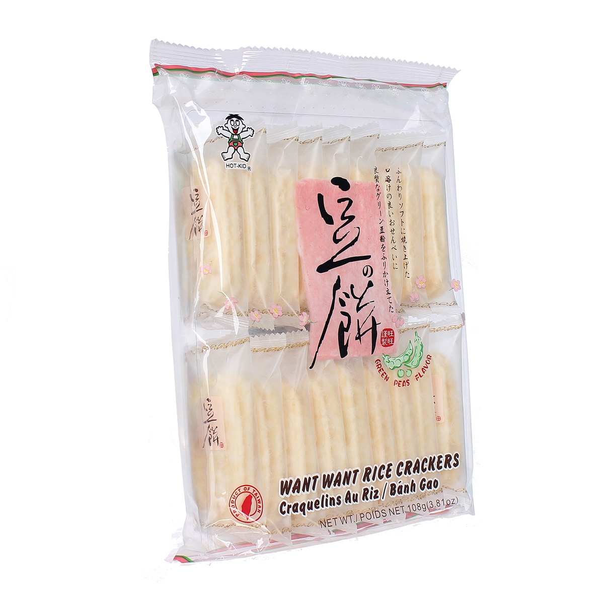 Bánh gạo Want Want vị đậu 108g cho bé 7M+ - mặt trước