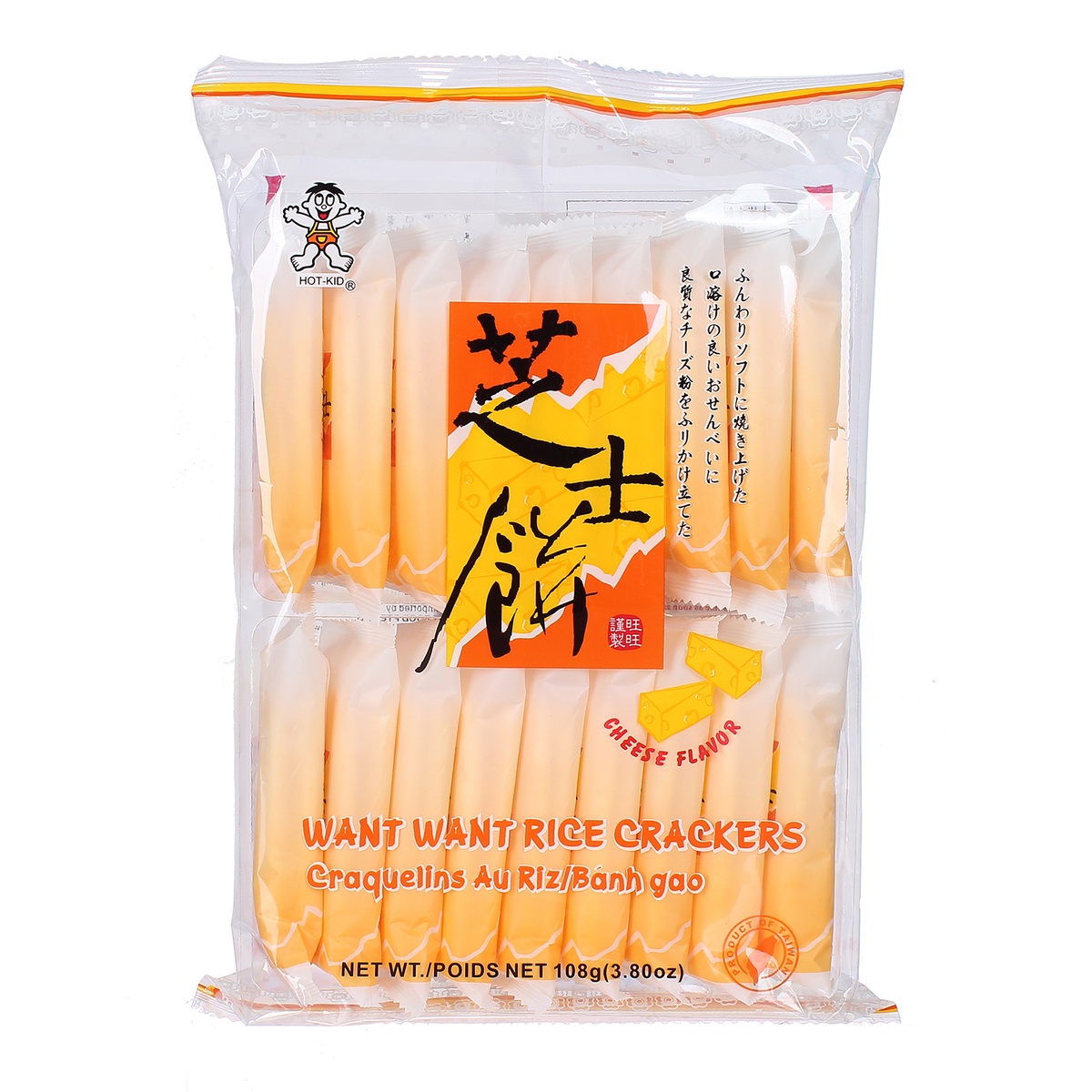 Bánh gạo Want Want vị phô mai 108g cho bé 7M+ - mặt trước