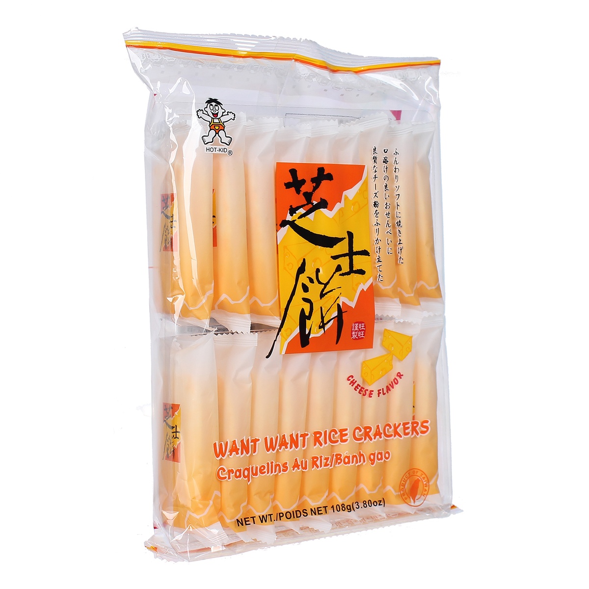 Bánh gạo Want Want vị phô mai 108g cho bé 7M+ - mặt trái