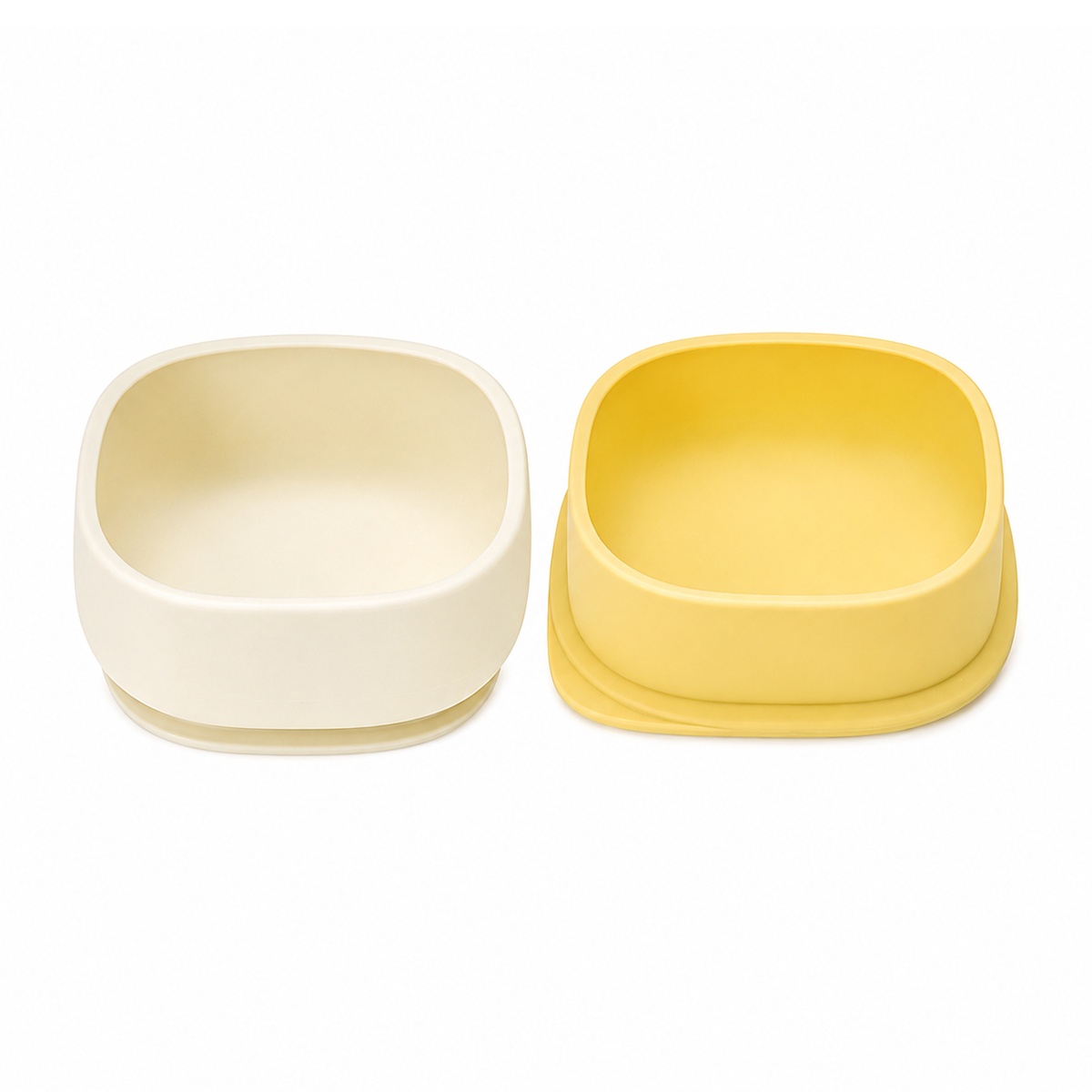Bát ăn dặm có đế hút kèm nắp silicone Moyuum (Trắng vàng) - mặt trái