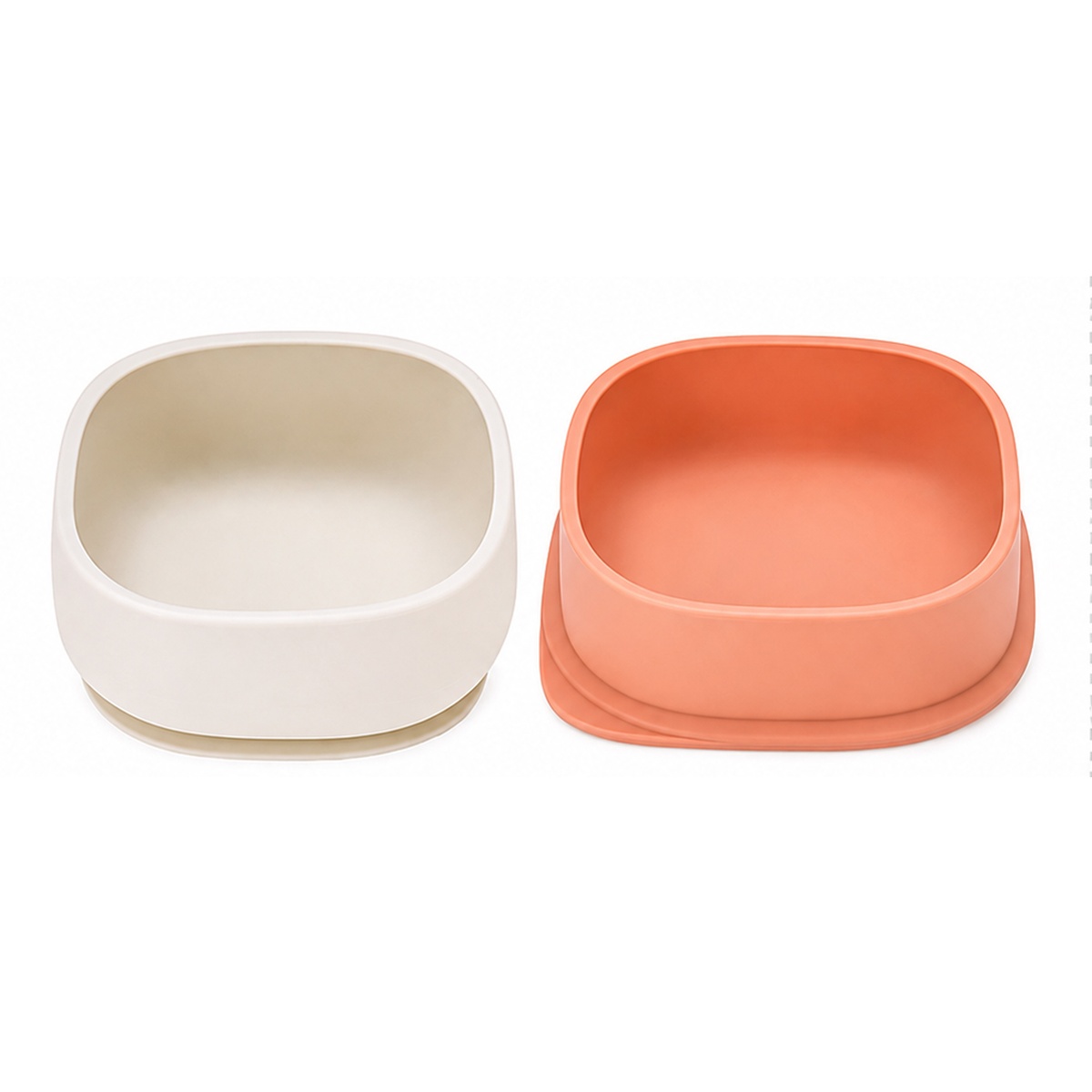 Bát ăn dặm có đế hút kèm nắp silicone Moyuum (Trắng đỏ) - mặt trái