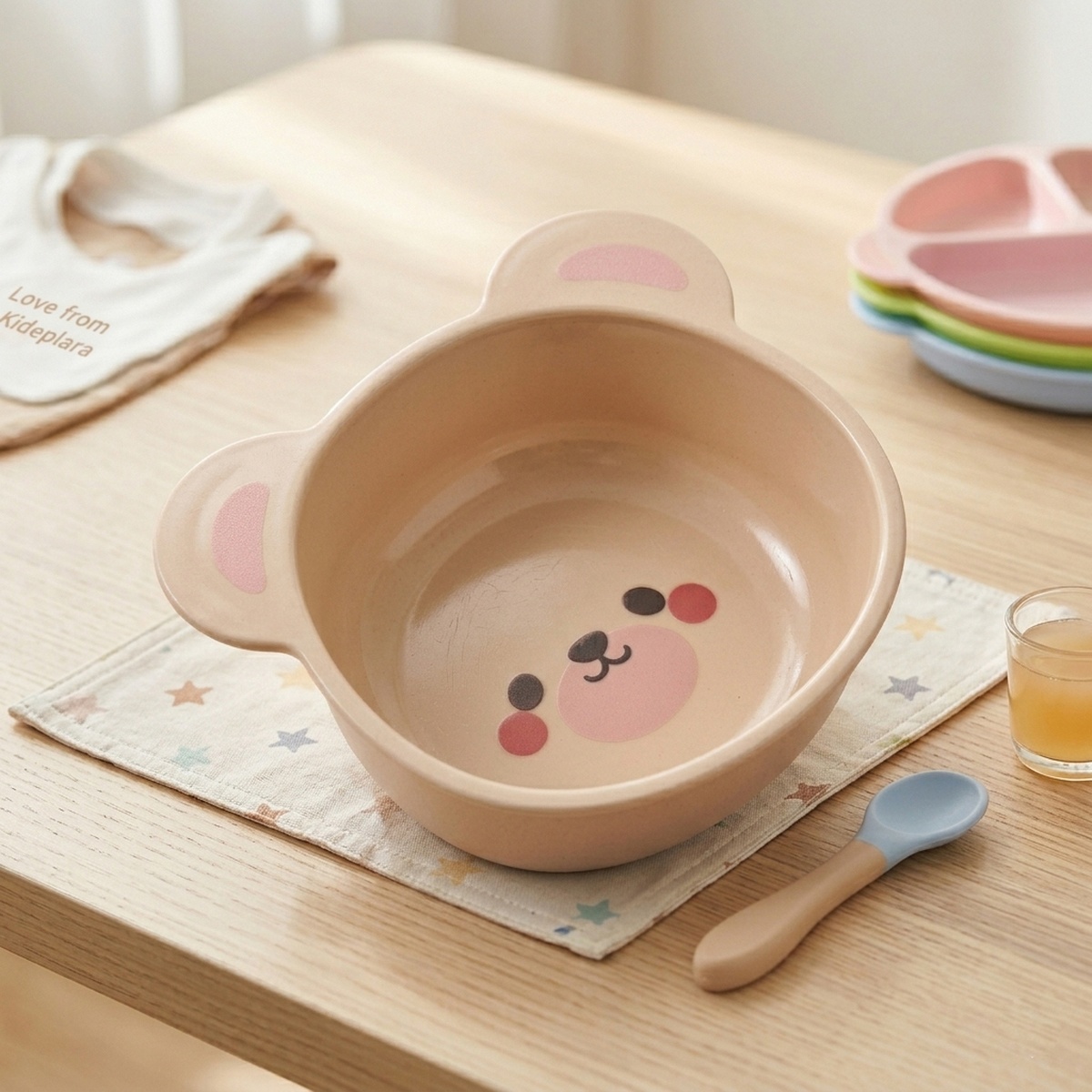 Bát ăn dặm cho bé Mamago Brown Bear 90g - mặt trái