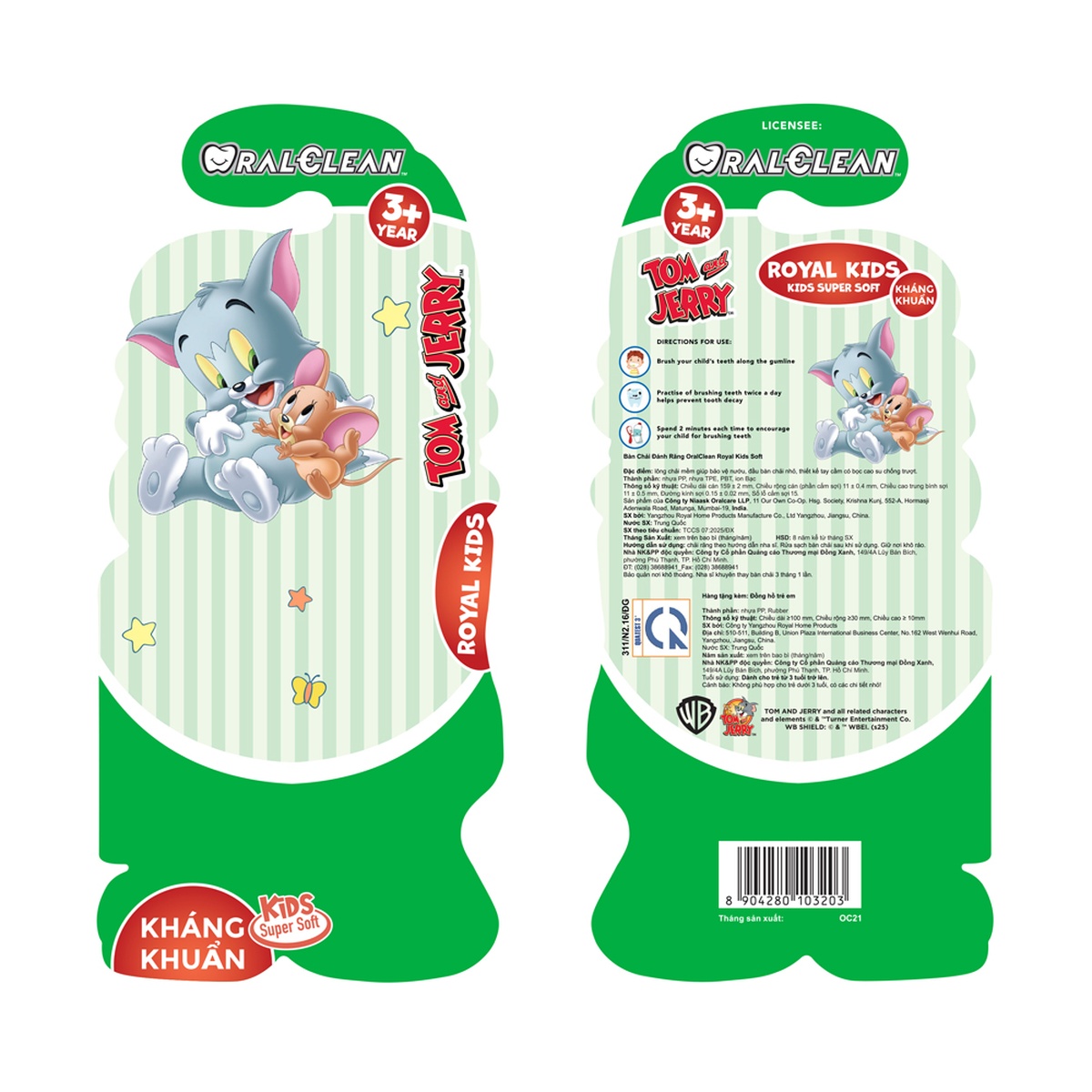 Bàn chải đánh răng Oral Clean Royal Kid/Formula Soft 3Y+ (Màu ngẫu nhiên) - mặt trái