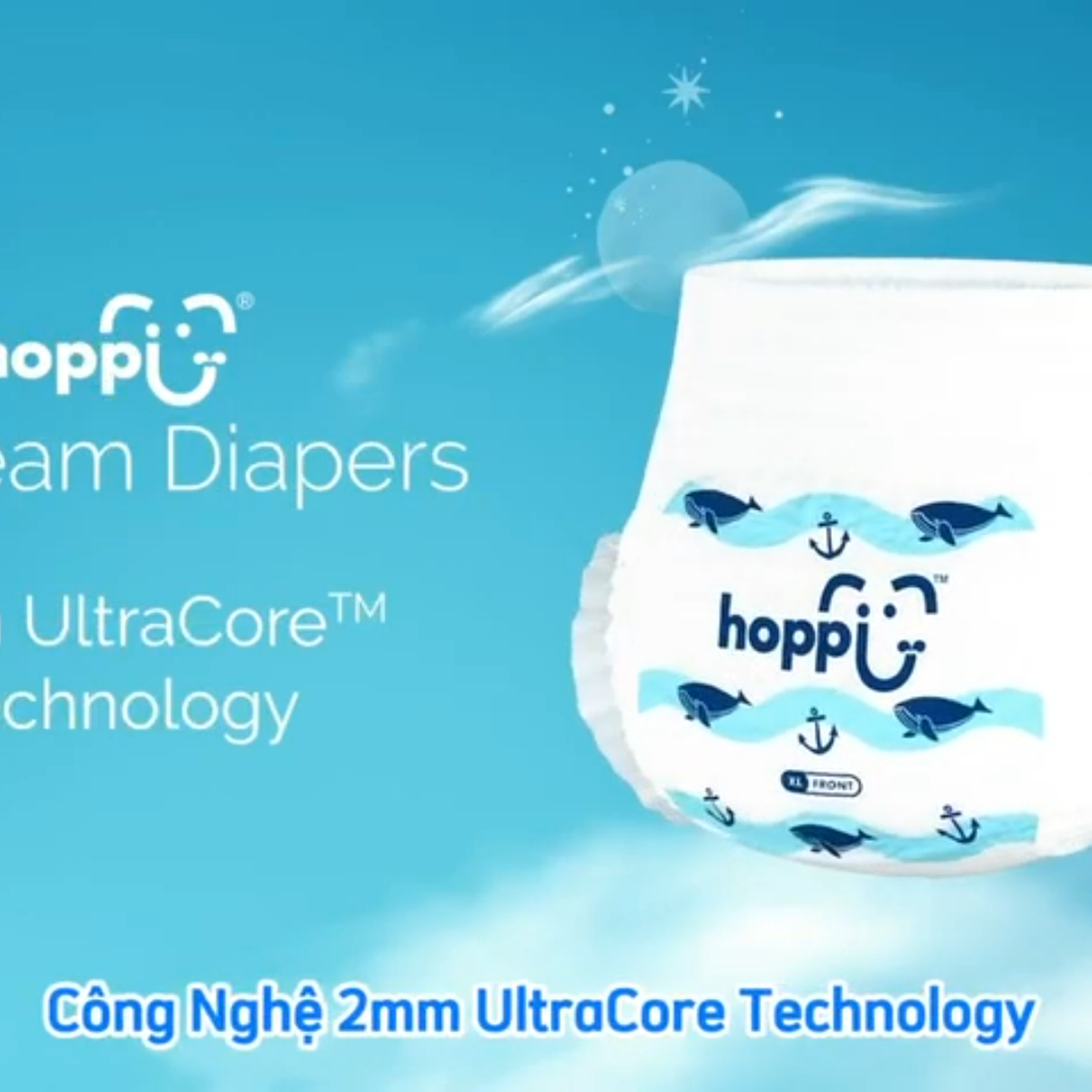 Bỉm - Tã dán Hoppi Airdream Newborn 66 miếng (cho bé ≤ 5kg) - video