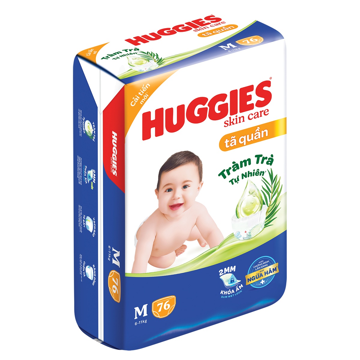 Bỉm - Tã quần Huggies tràm trà size M 76 miếng (cho bé 6 - 11kg) - mặt phải