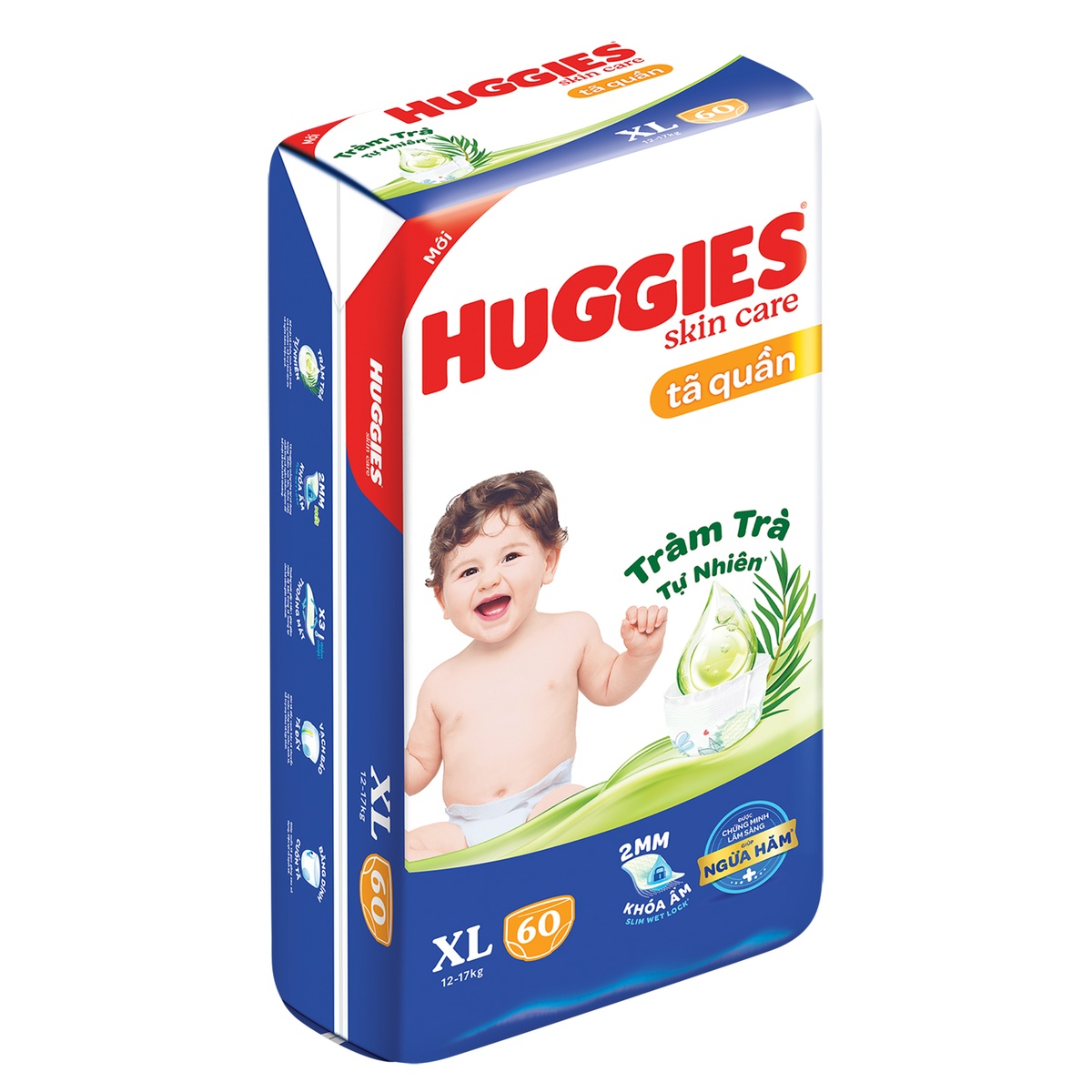 Bỉm - Tã quần Huggies tràm trà size XL60 (cho bé 12 - 17kg) - mặt trái