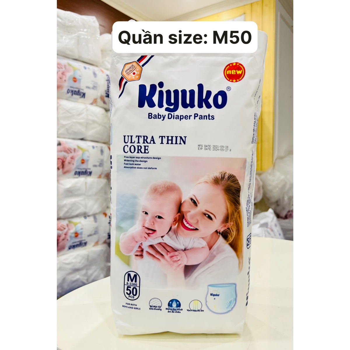 Tã - Bỉm quần Kiyuko size M 50 miếng (cho bé từ 6 - 11 kg) - mặt trái