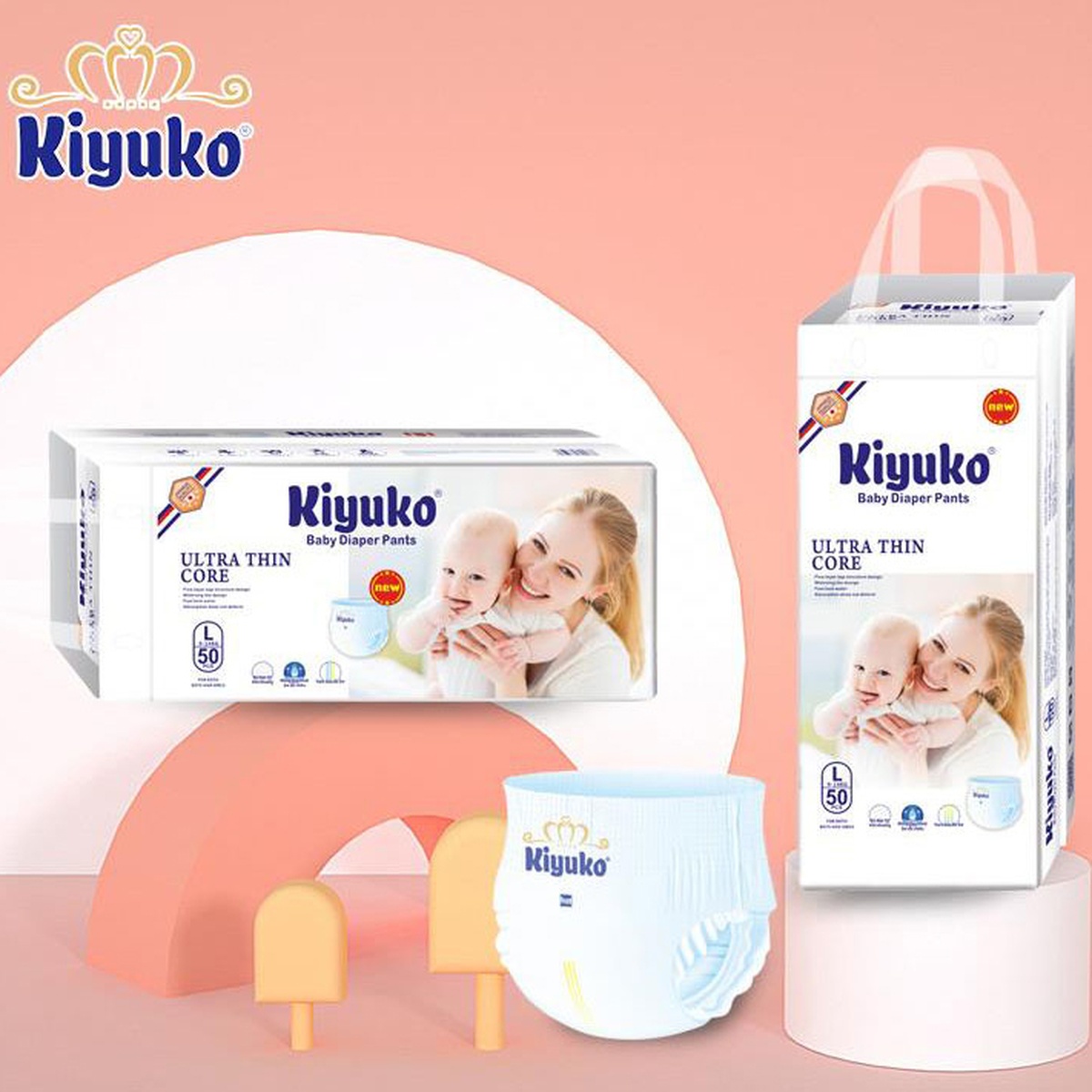 Tã - Bỉm quần Kiyuko size M 50 miếng (cho bé từ 6 - 11 kg) - mặt phải