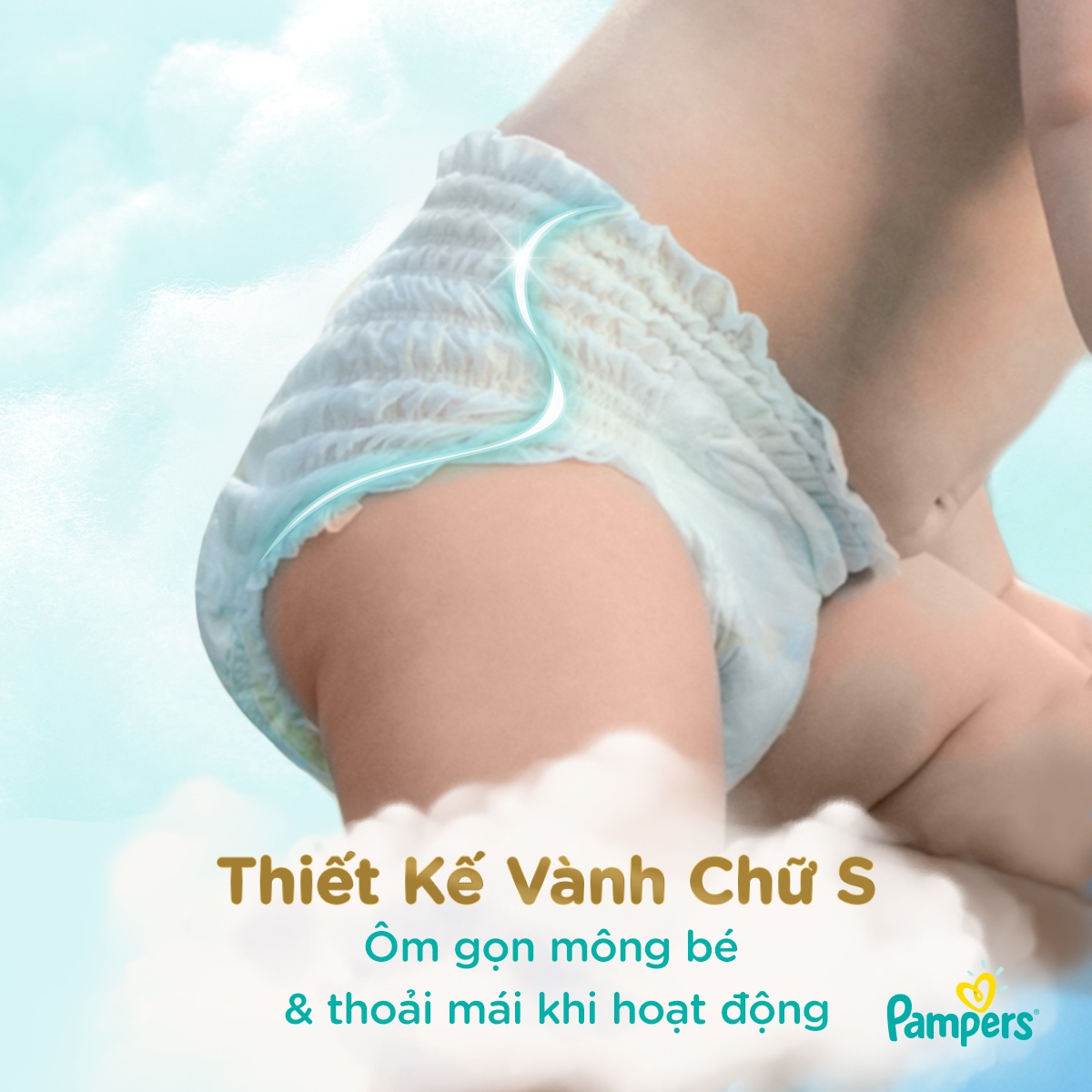 Bỉm - Tã quần Pampers cao cấp Nhật Bản size M 48 miếng - mặt sau