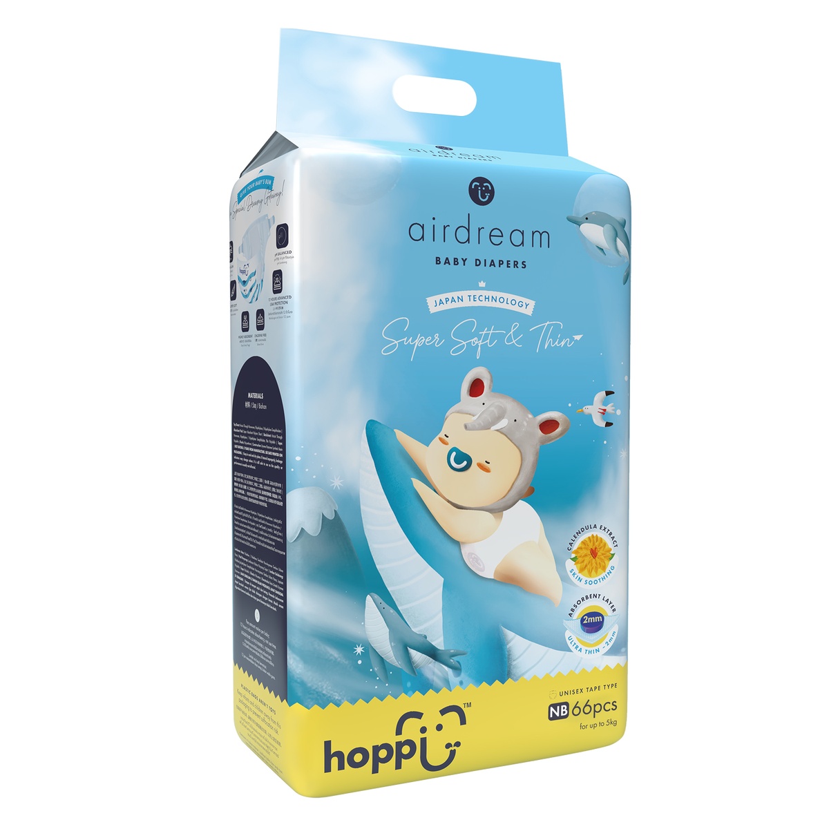 Bỉm - Tã dán Hoppi Airdream Newborn 66 miếng (cho bé ≤ 5kg) - Bỉm - Tã dán Hoppi Airdream Newborn 66 miếng (cho bé ≤ 5kg)