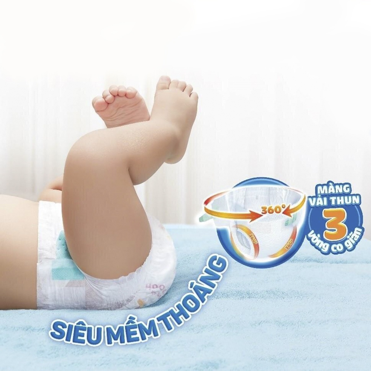 Bỉm - Tã dán Moony xanh Newborn 90 miếng (cho bé ~ 5kg) - mặt phải