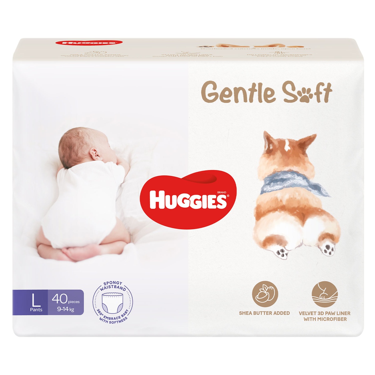 Bỉm - Tã quần Huggies Gentle Soft Corgi size L 40 miếng (cho bé từ 9-14kg) - mặt trước