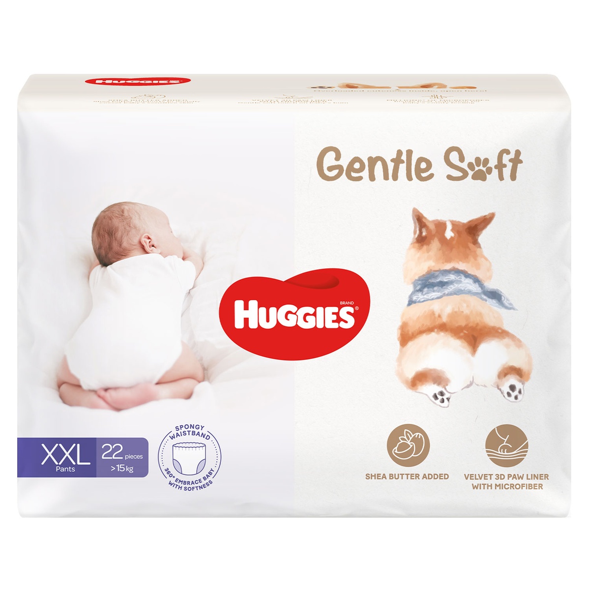 Bỉm - Tã quần Huggies Gentle Soft Corgi size XXL 22 miếng (cho bé trên 15kg) - mặt trước