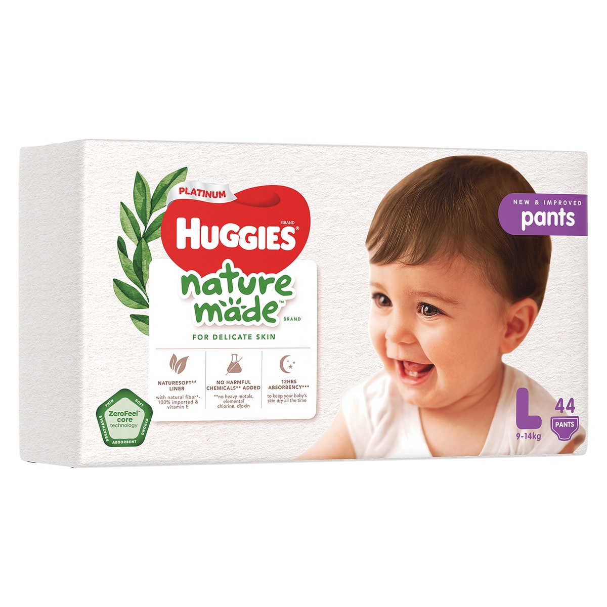 Bỉm - Tã quần Huggies Nature size L44 miếng (cho bé 9-14kg) - mặt trái